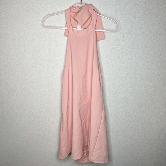 Lulus Pink High Neck Halter Neck Tie Mini Dress Size Large - Picture 6 of 6